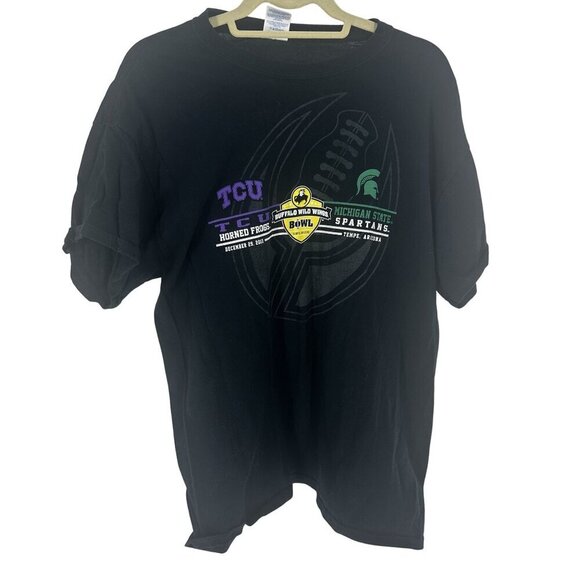 TCU Vs Michigan State Buffalo Wild Wings Bowl 2012 Gildan Heavy Cotton Black - Picture 1 of 5